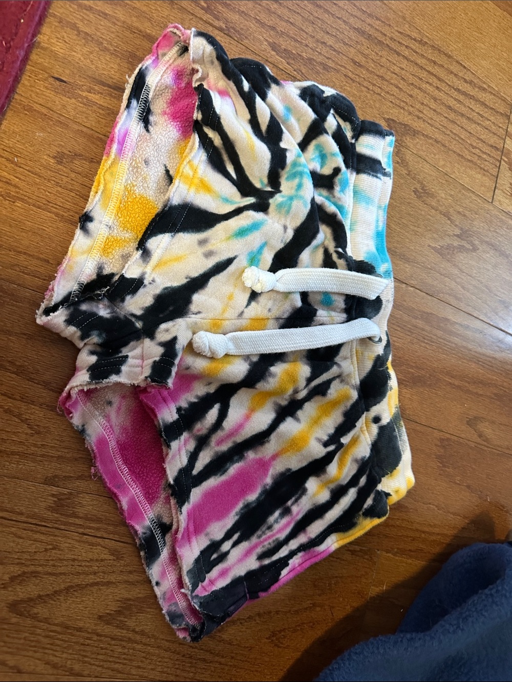 Vintage Havana Tie-Dye Drawstring Shorts - Pink, Yellow & Blue